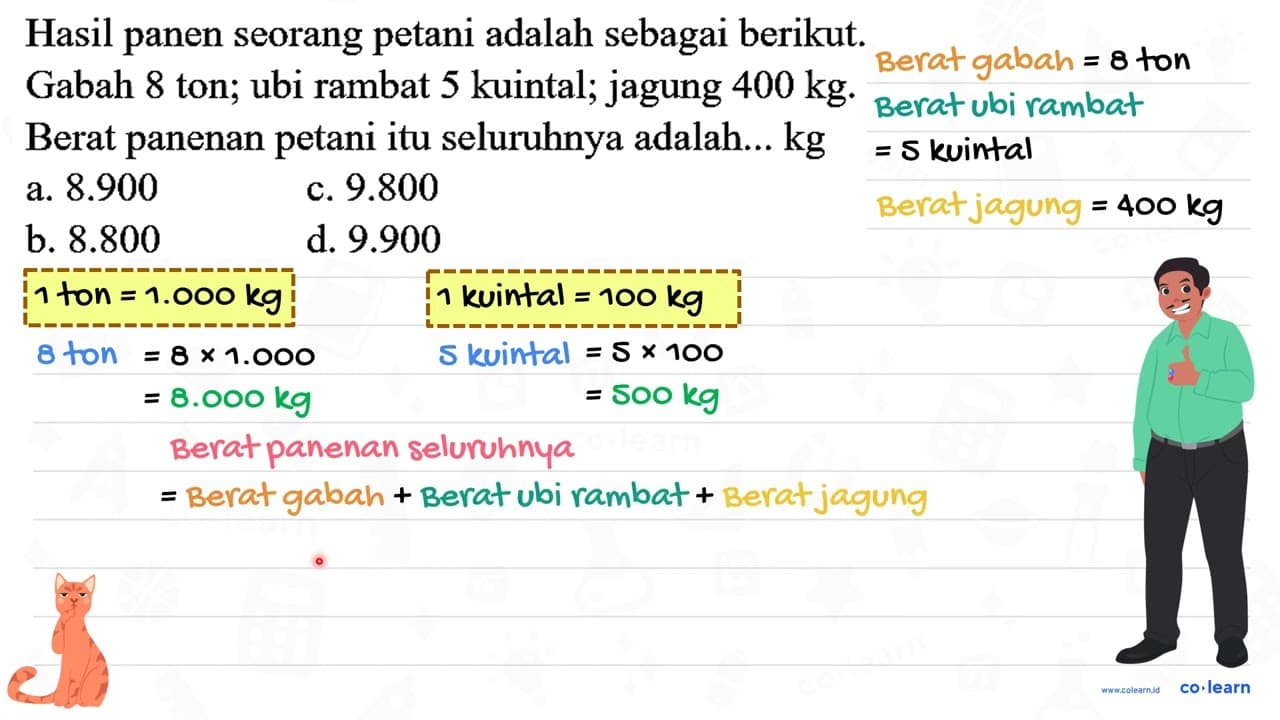 Hasil panen seorang petani adalah sebagai berikut. Gabah 8