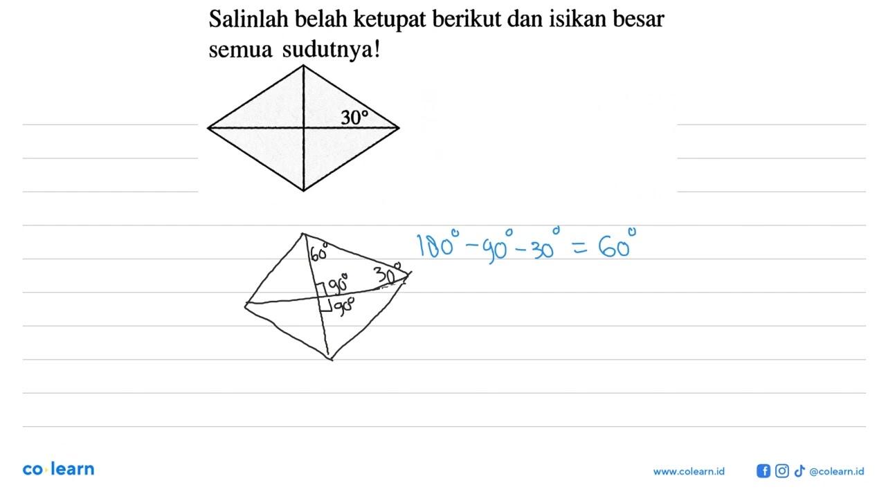 Salinlah belah ketupat berikut dan isikan besar semua