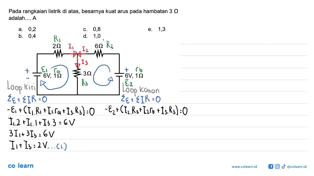 Pada rangkaian listrik di atas, besarnya kuat arus pada