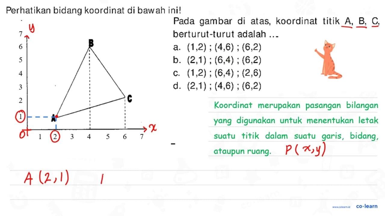 Perhatikan bidang koordinat di bawah ini! Pada gambar di