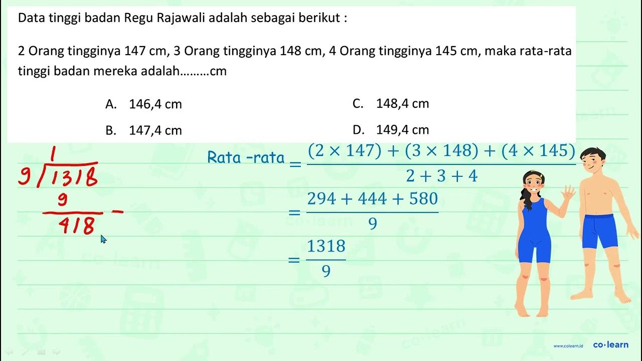 Data tinggi badan Regu Rajawali adalah sebagai berikut : 2