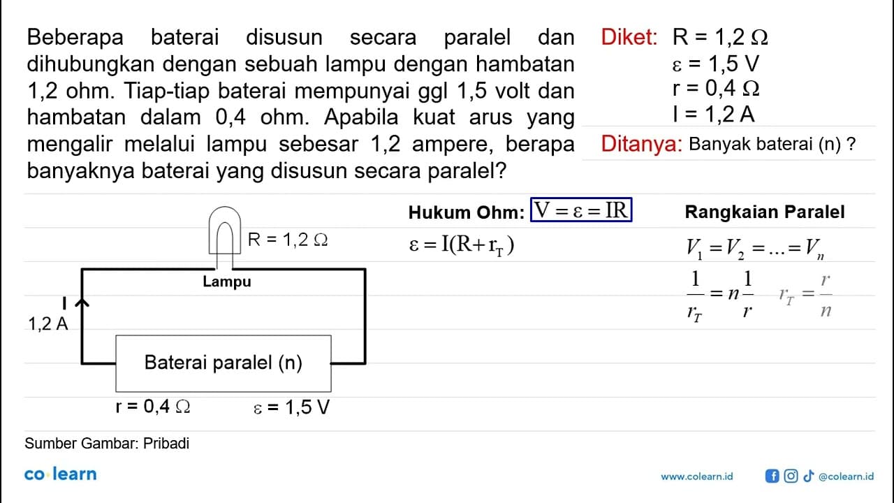 Beberapa baterai disusun secara paralel dan dihubungkan