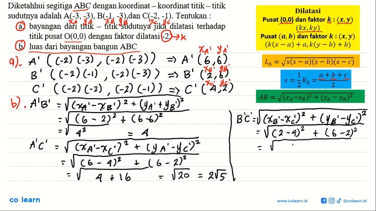 Diketahui segitiga ABC dengan koordinat-koordinat