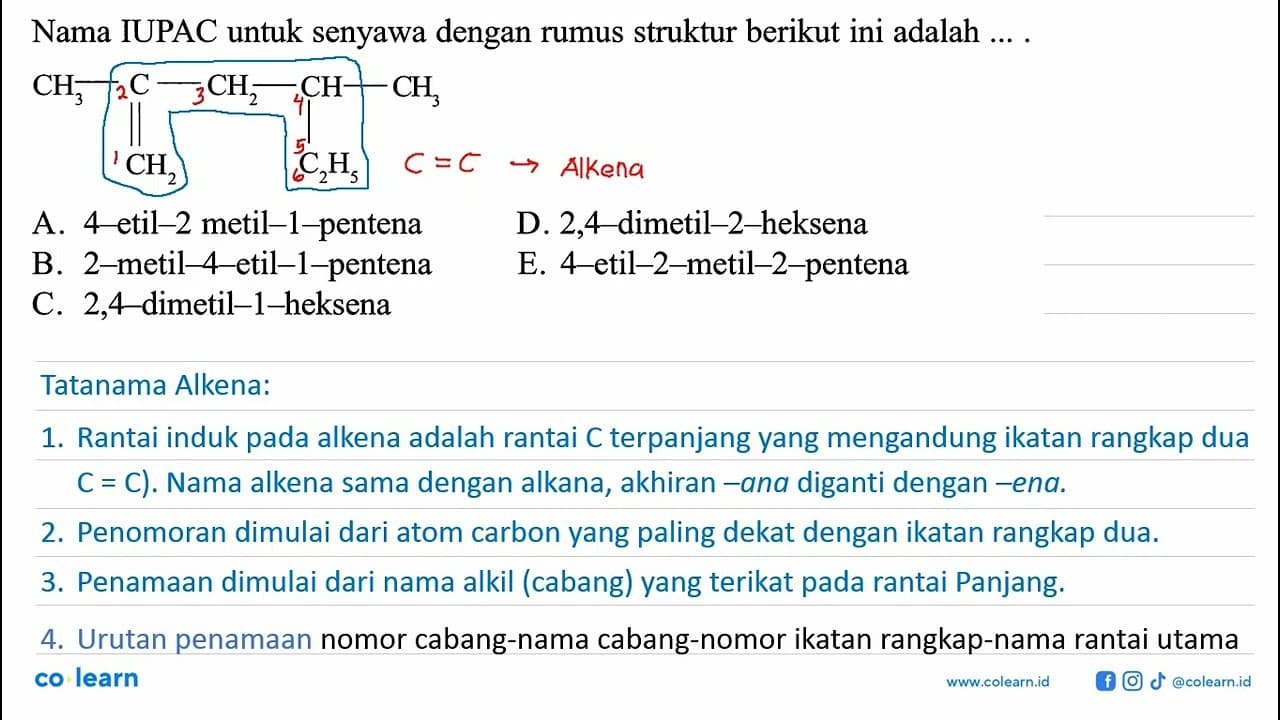 Nama IUPAC untuk senyawa dengan rumus struktur berikut ini