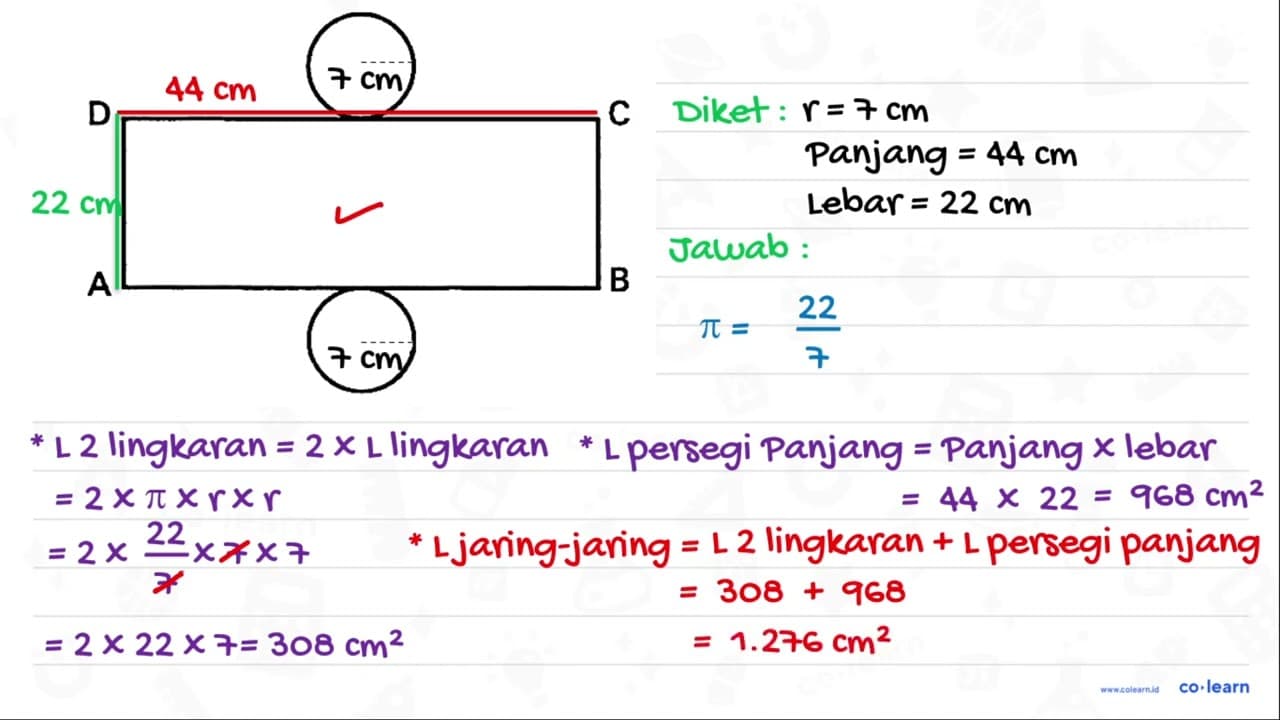 C D C=44 cm dan A D=22 cm . Apakah gambar di atas akan