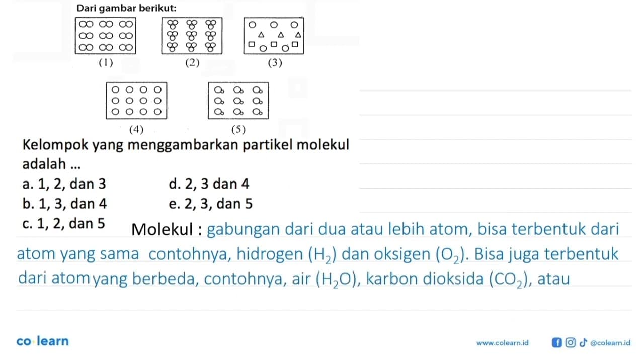 Dari gambar berikut: (1) (2) (3) (4) (5) Kelompok yang