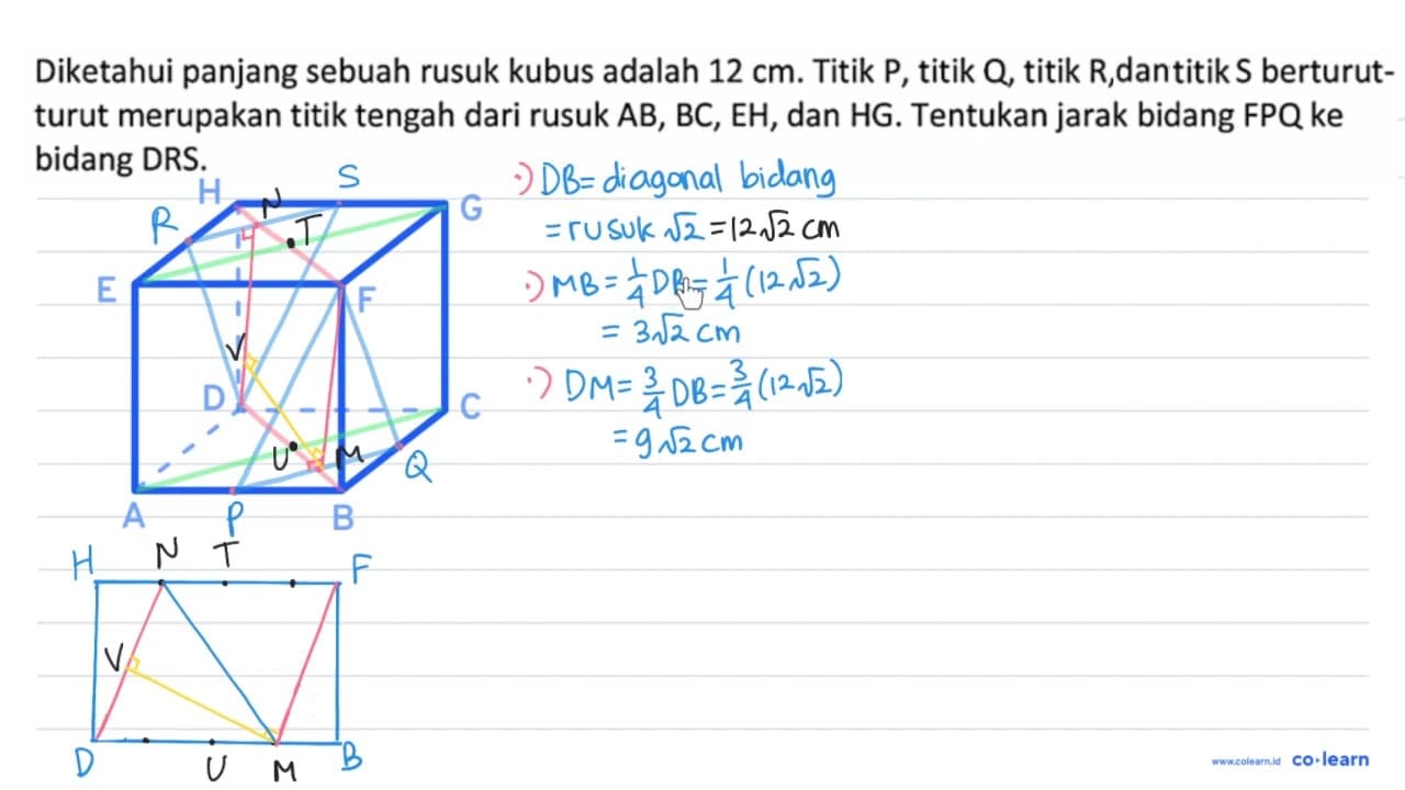 Diketahui panjang sebuah rusuk kubus adalah 12 cm . Titik P