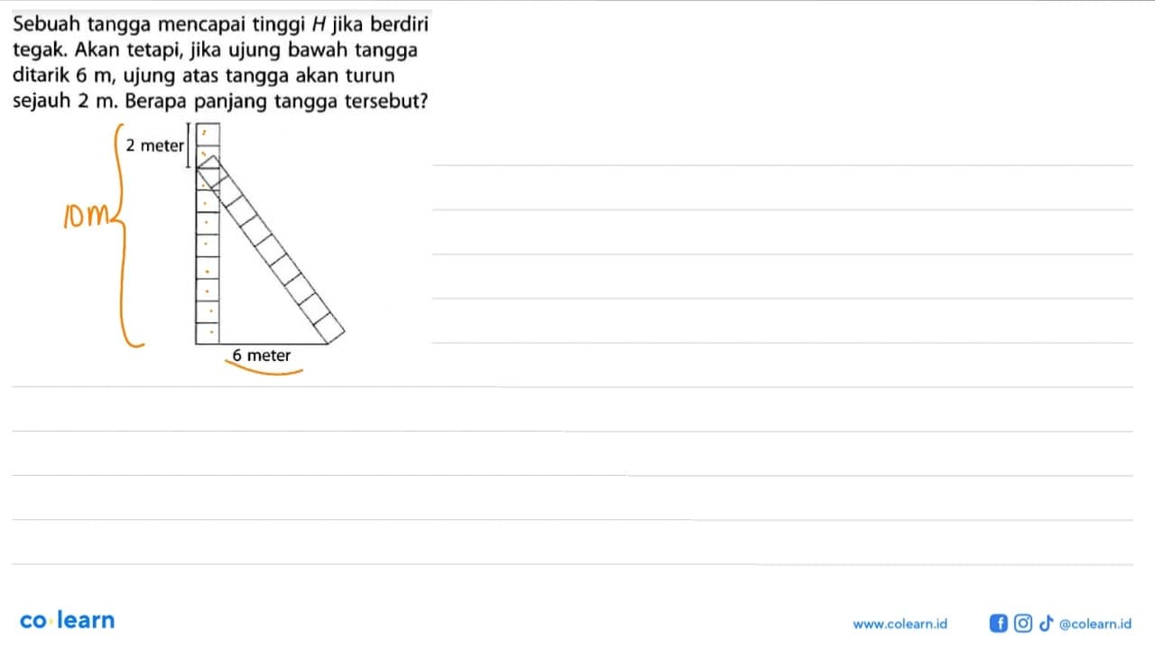 Sebuah tangga mencapai tinggi H jika berdiri tegak. Akan