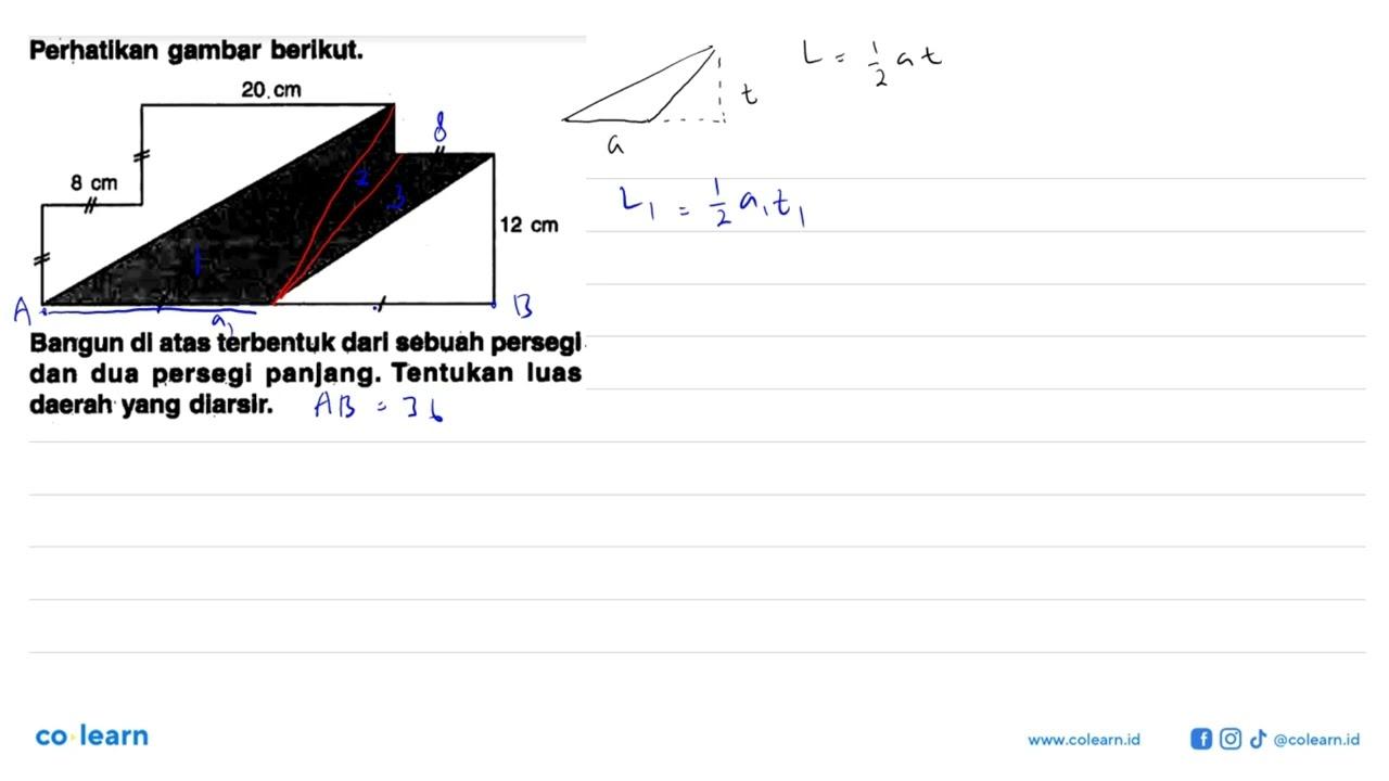 Perhatikan gambar berikut. 20 cm 8 cm 12 cmBangun di atas