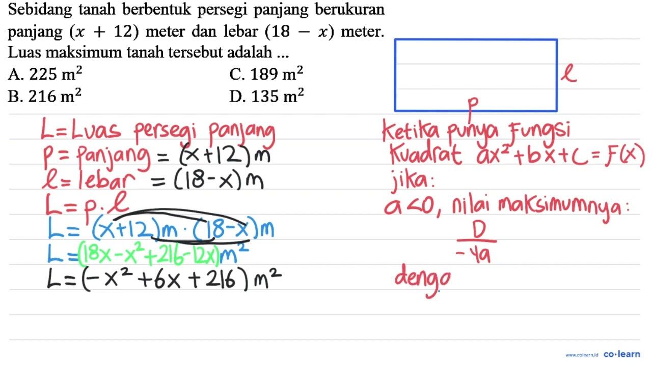 Sebidang tanah berbentuk persegi panjang berukuran panjang