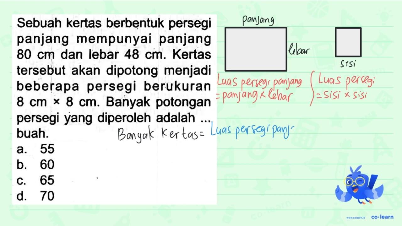 Sebuah kertas berbentuk persegi panjang mempunyai panjang