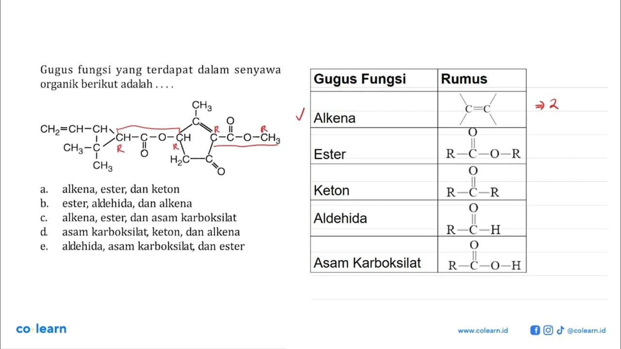 Gugus fungsi yang terdapat dalam senyawa organik berikut