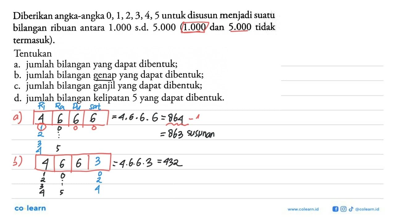 Diberikan angka-angka 0,1,2,3,4,5 untuk disusun menjadi