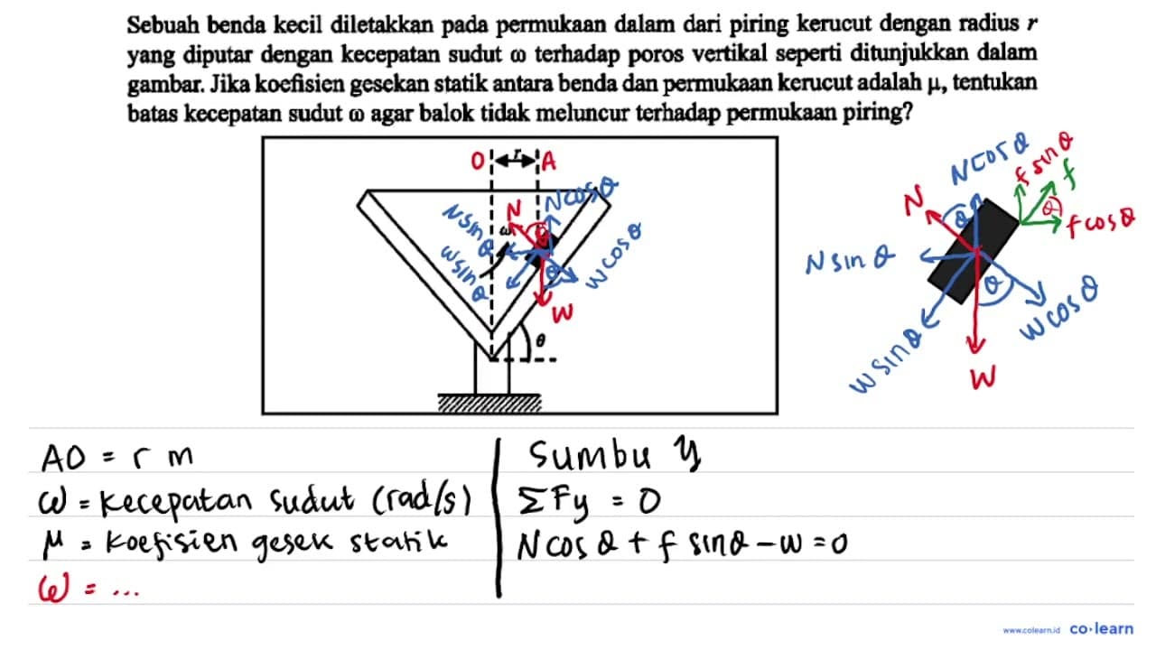 Sebuah benda kecil diletakkan pada permukaan dalam dari