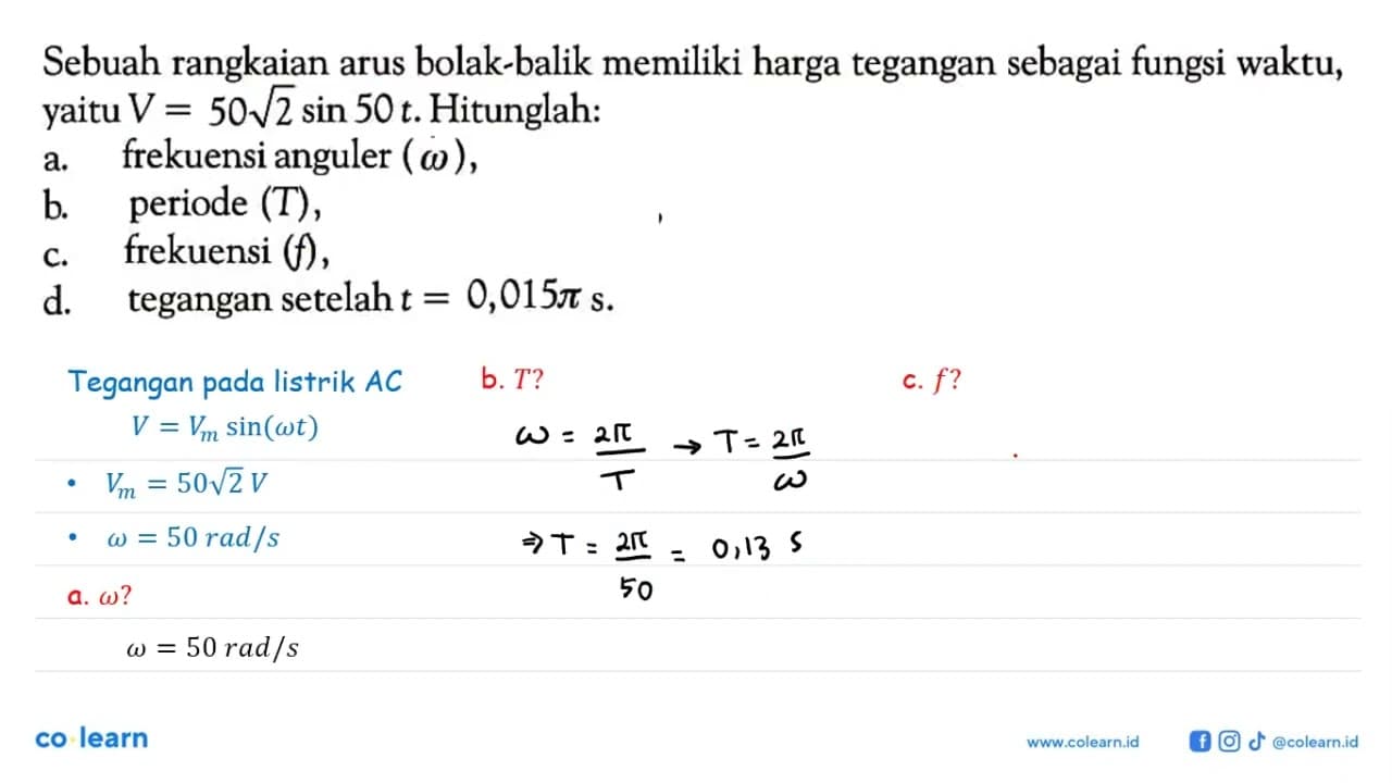 Sebuah rangkaian arus bolak-balik memiliki harga tegangan