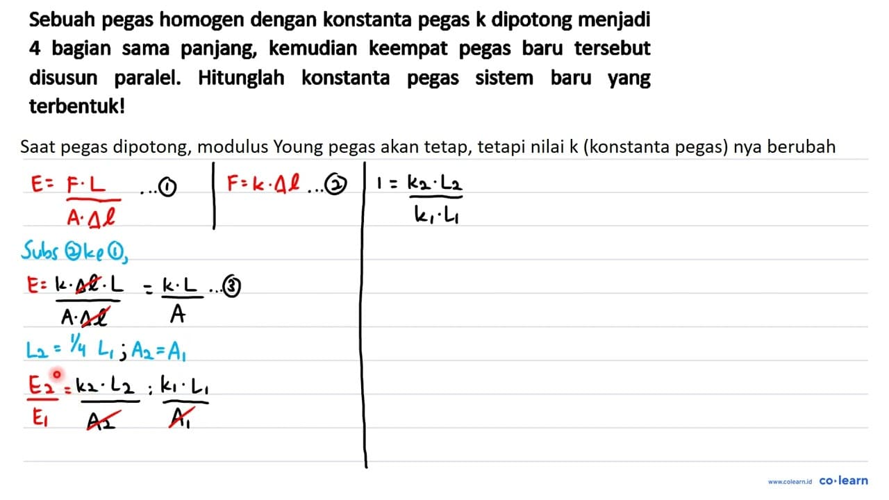 Sebuah pegas homogen dengan konstanta pegas k dipotong