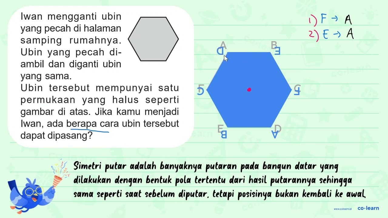 Iwan mengganti ubin yang pecah di halaman samping rumahnya.