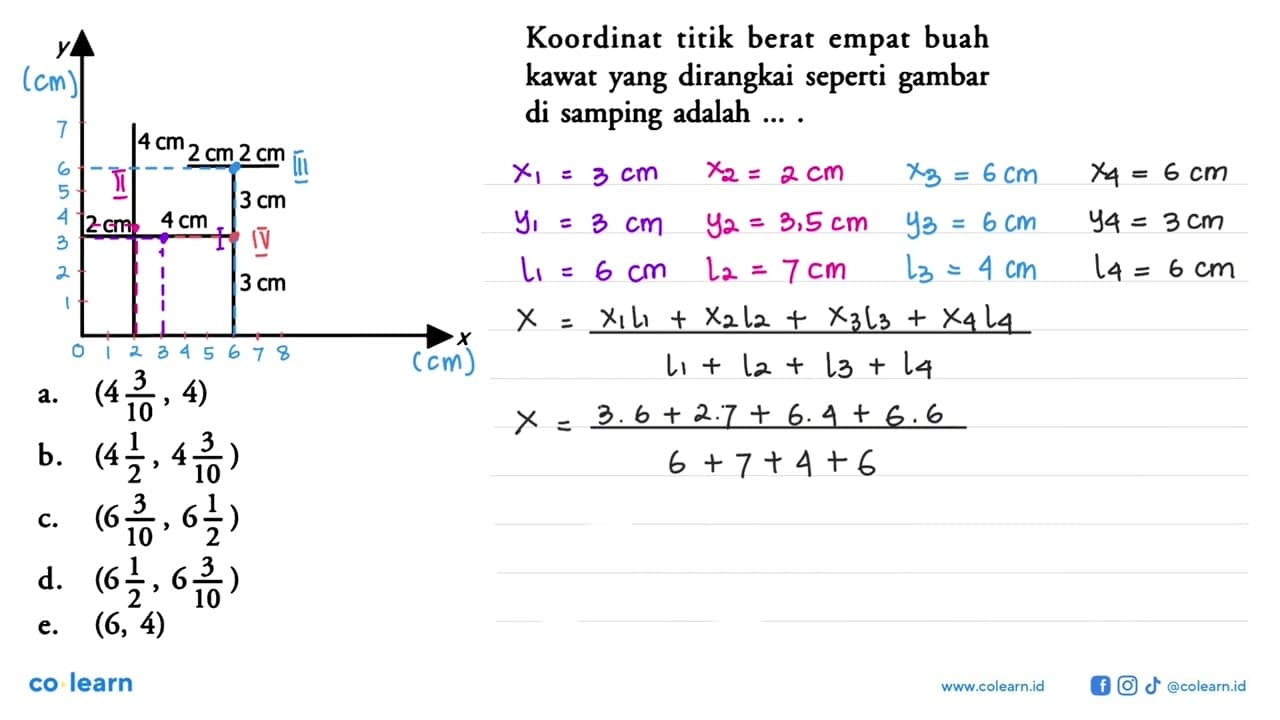 Koordinat titik berat empat buah kawat yang dirangkai