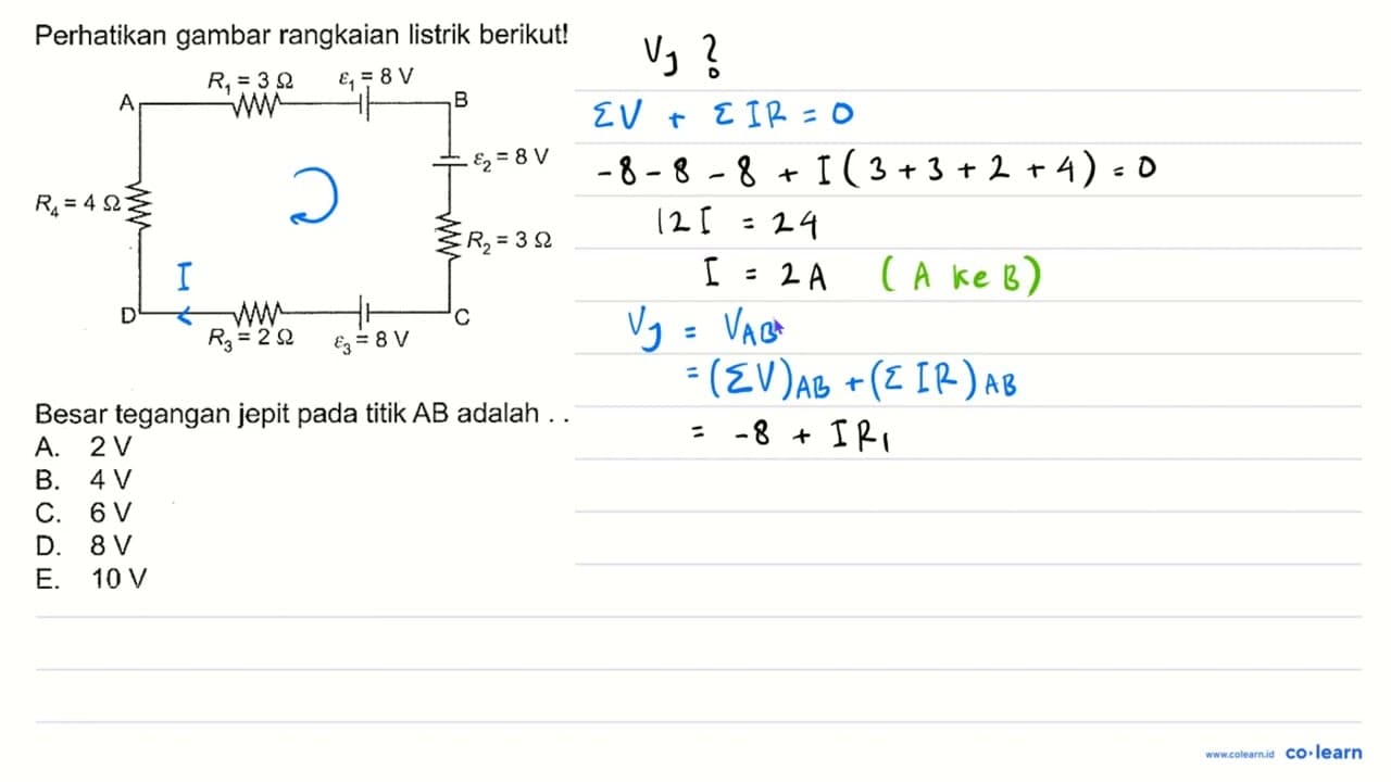 Perhatikan gambar rangkaian listrik berikut! R1=3 Ohm