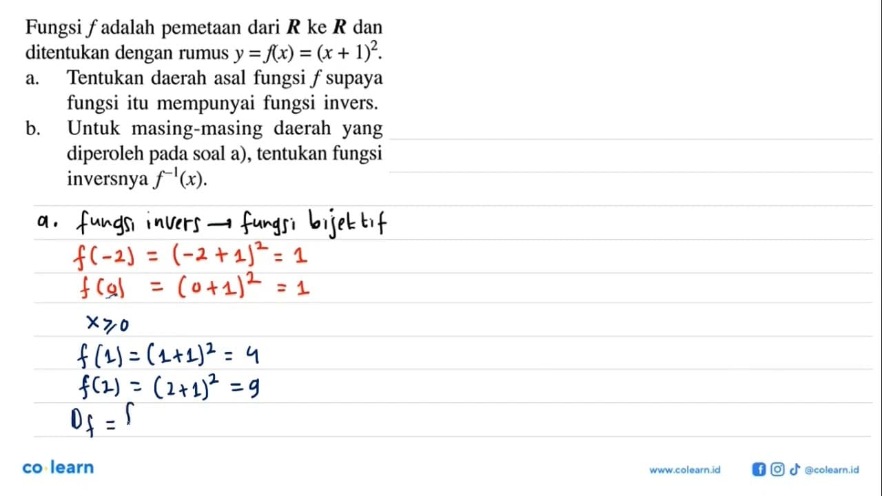 Fungsi f adalah pemetaan dari R ke R dan ditentukan dengan