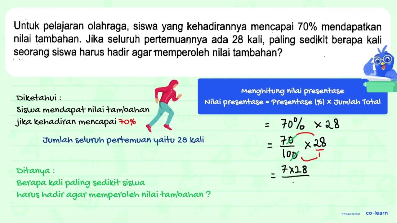 Untuk pelajaran olahraga, siswa yang kehadirannya mencapai