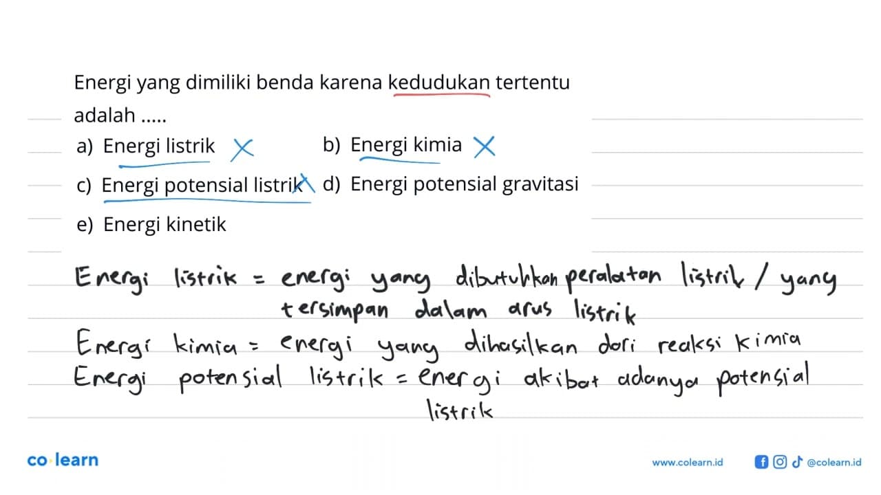 Energi yang dimiliki benda karena kedudukan tertentu adalah