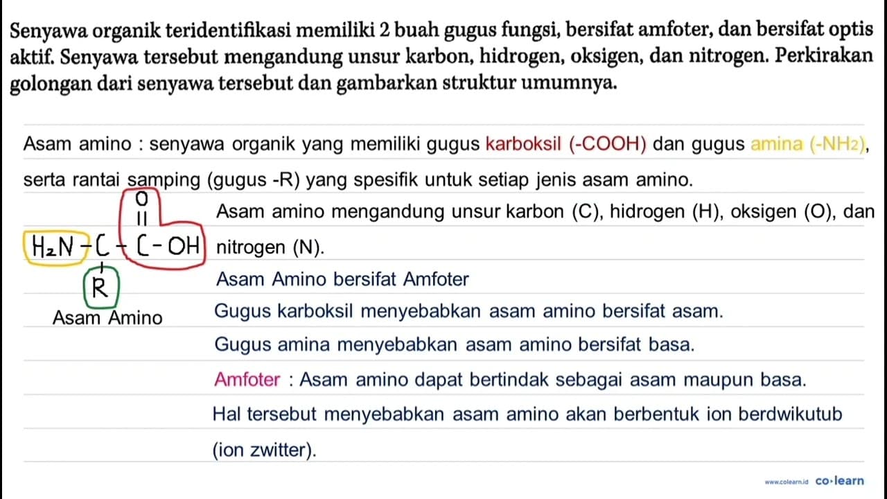 Senyawa organik teridentifikasi memiliki 2 buah gugus