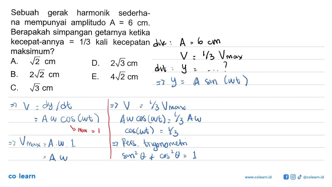 Sebuah gerak harmonik sederhana mempunyai amplitudo A=6 cm.