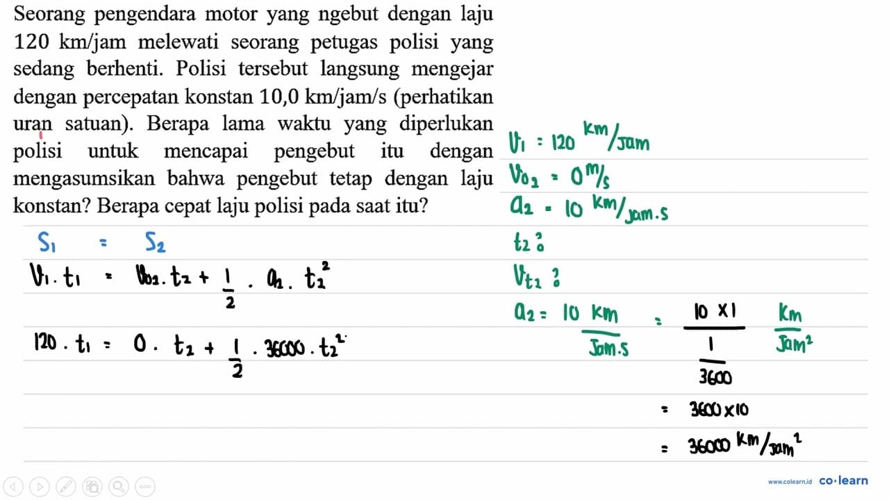 Seorang pengendara motor yang ngebut dengan laju 120 km/jam