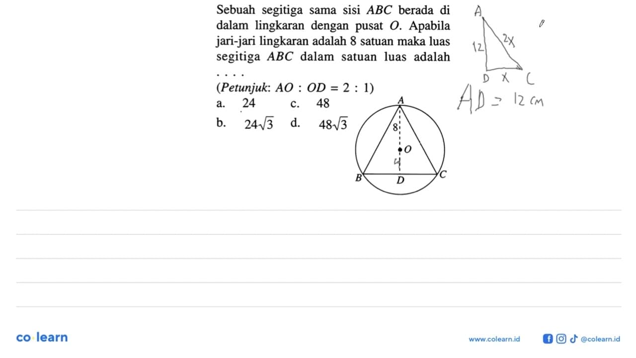 Sebuah segitiga sama sisi ABC berada di dalam lingkaran