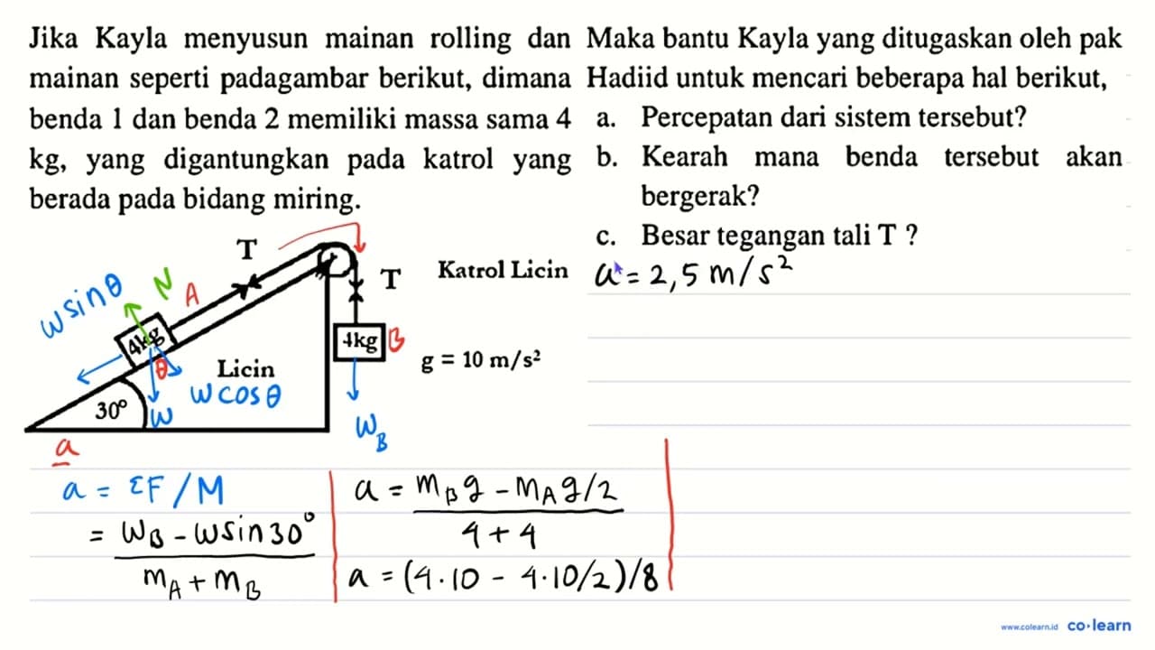 Jika Kayla menyusun mainan rolling dan Maka bantu Kayla