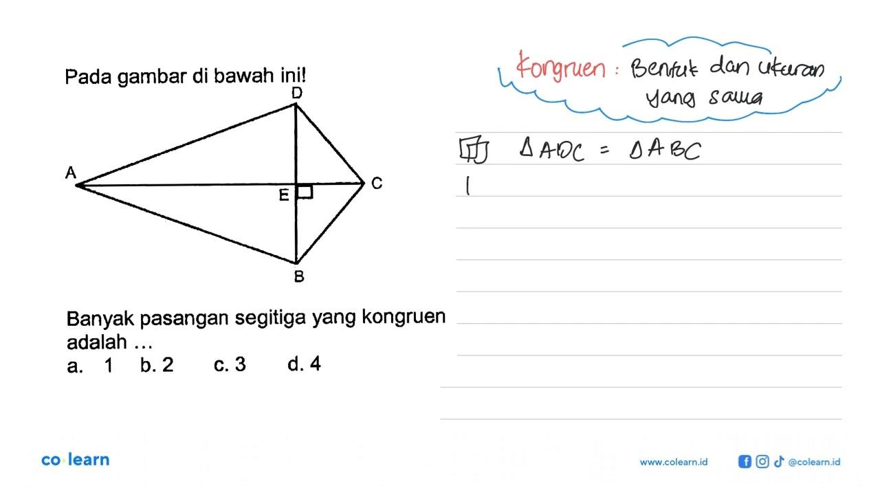 Pada gambar di bawah ini!Banyak pasangan segitiga yang