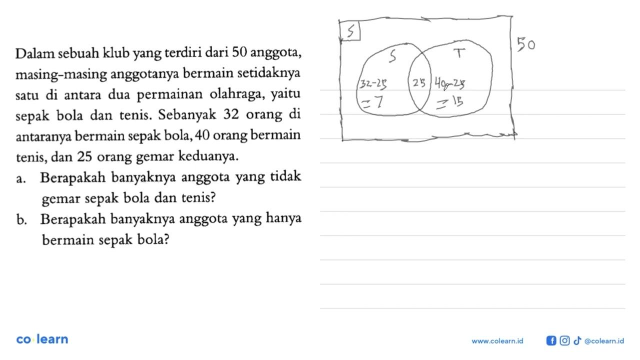 Dalam sebuah klub yang terdiri dari 50 anggota,