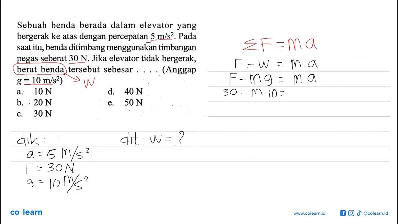 Sebuah benda berada dalam elevator yang bergerak ke atas