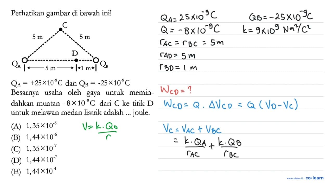 Perhatikan gambar di bawah ini! C 5 m 5 m D QA QB 5 m 1 m