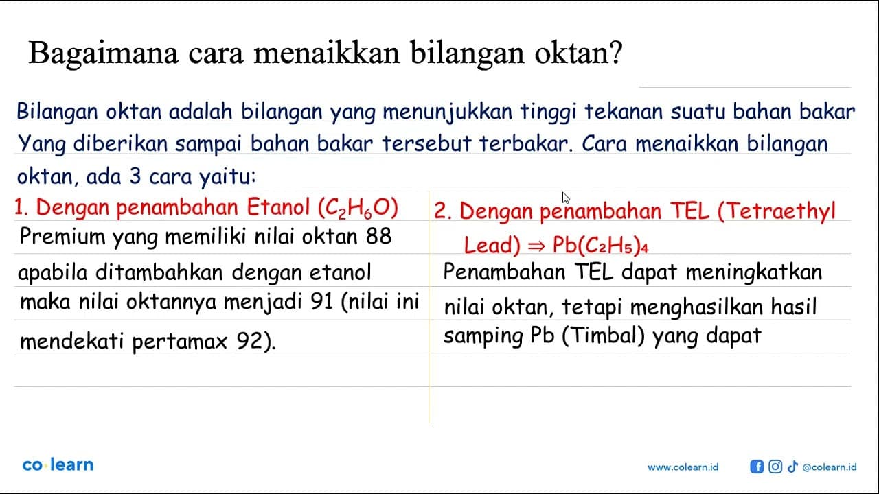 Bagaimana cara menaikkan bilangan oktan?