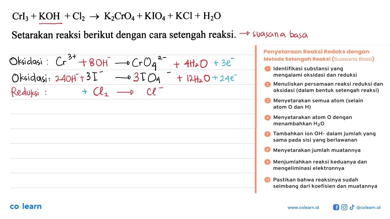 CrI3 + KOH + Cl2 -> K2CrO4 + KIO4 + KCl + H2O