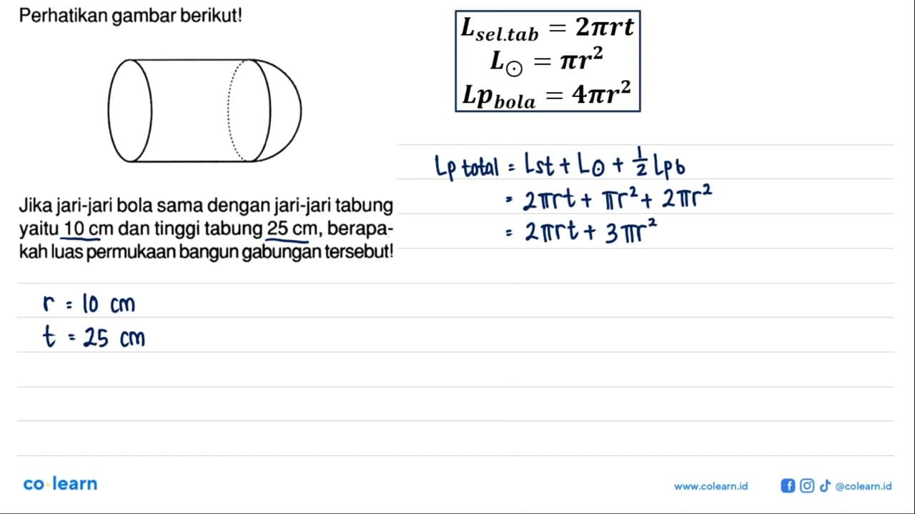 Perhatikan gambar berikut!Jika jari-jari bola sama dengan