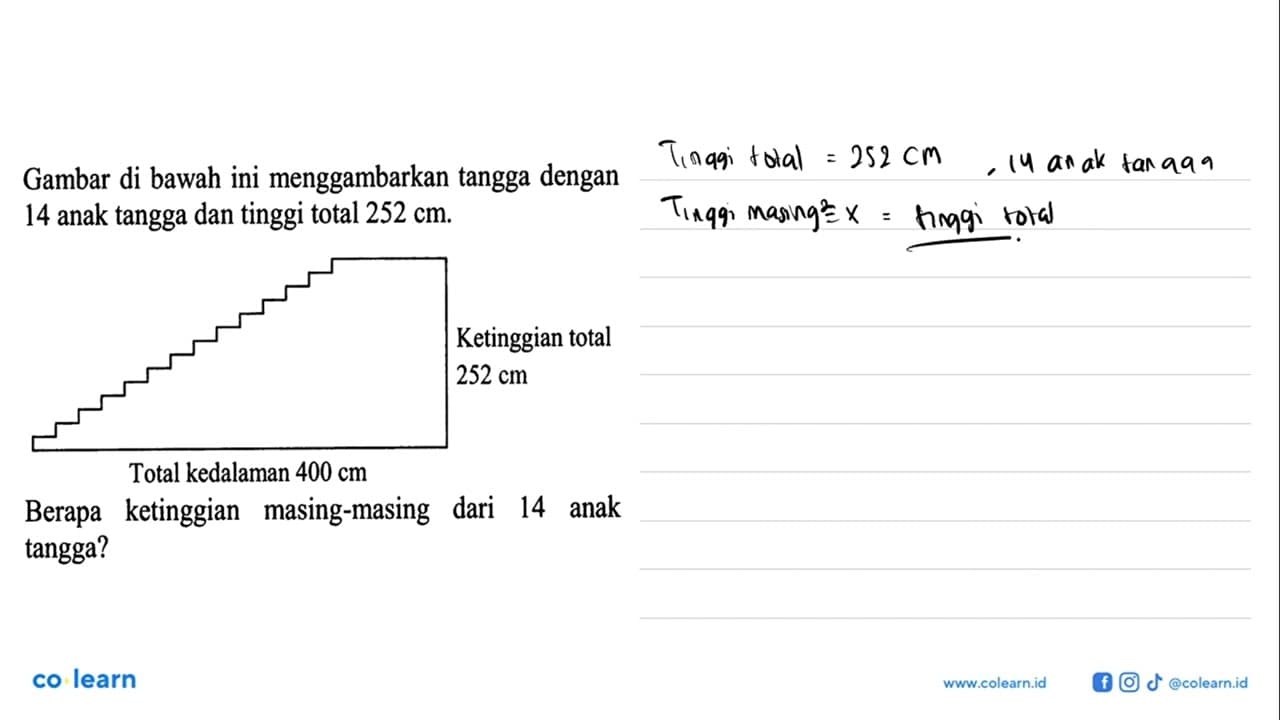 Gambar di bawah ini menggambarkan tangga dengan 14 anak