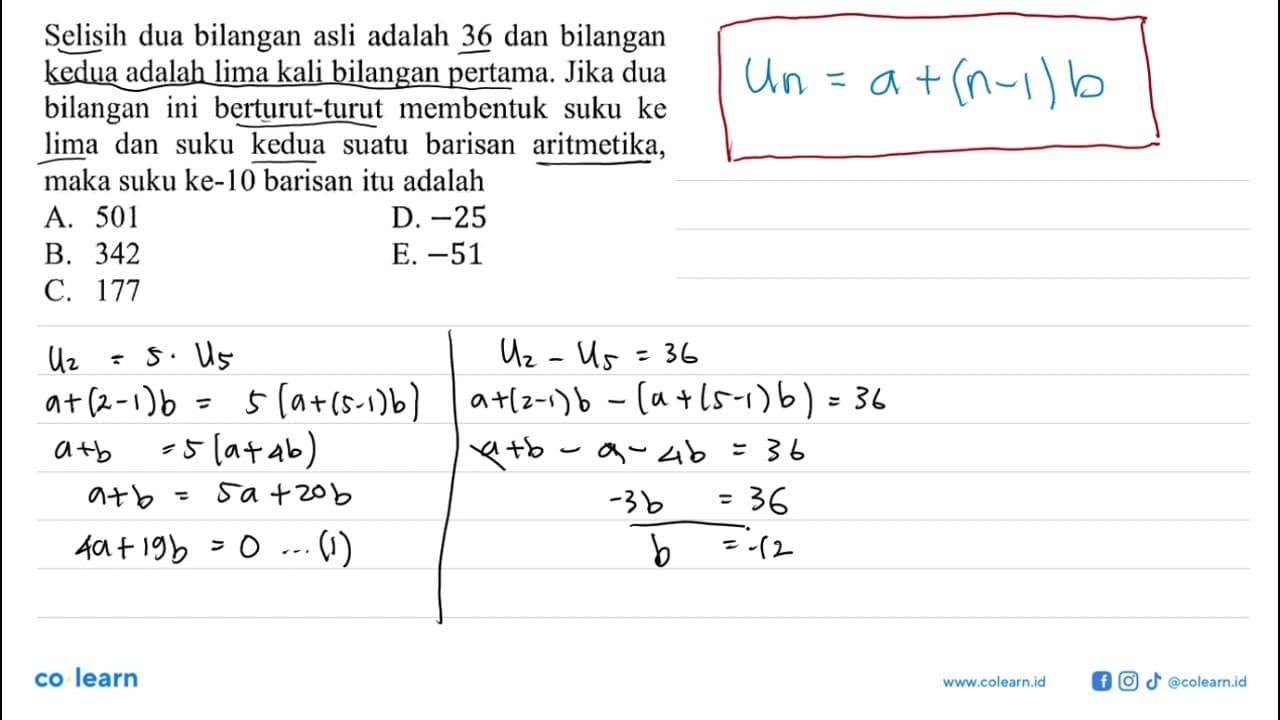 Selisih dua bilangan asli adalah 36 dan bilangan kedua