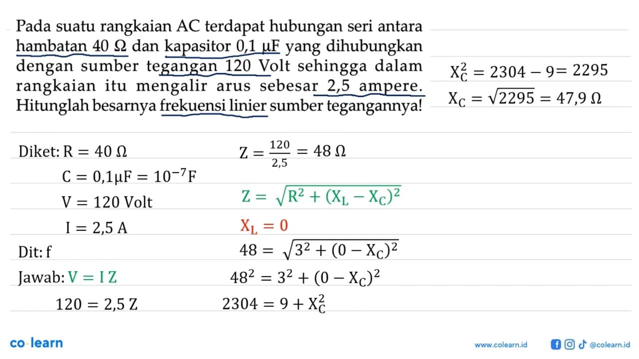 Pada suatu rangkaian AC terdapat hubungan seri antara