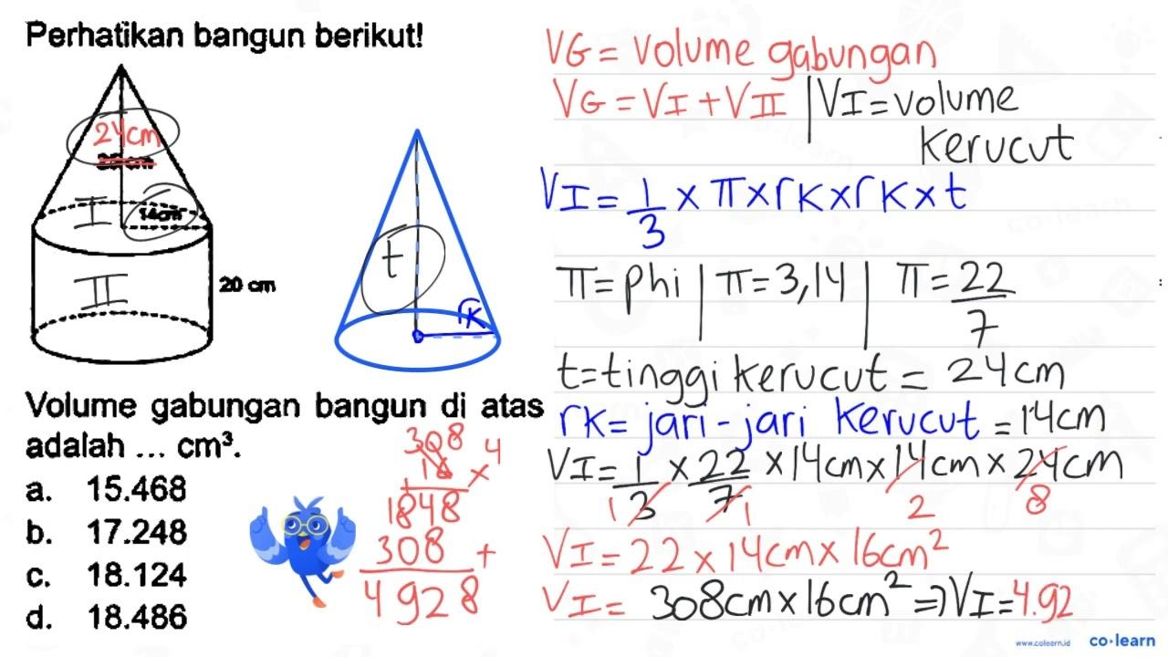 Perhatikan bangun berikut! Volume gabungan bangun di atas