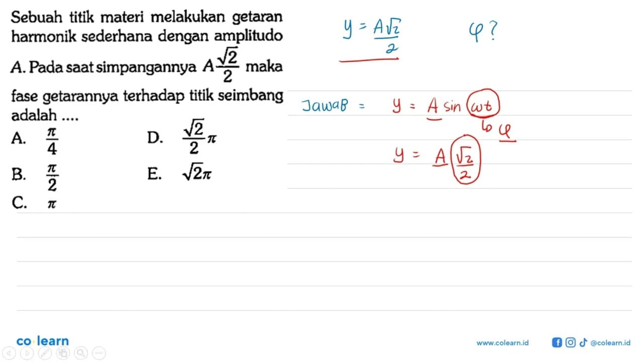 Sebuah titik materi melakukan getaran harmonik sederhana