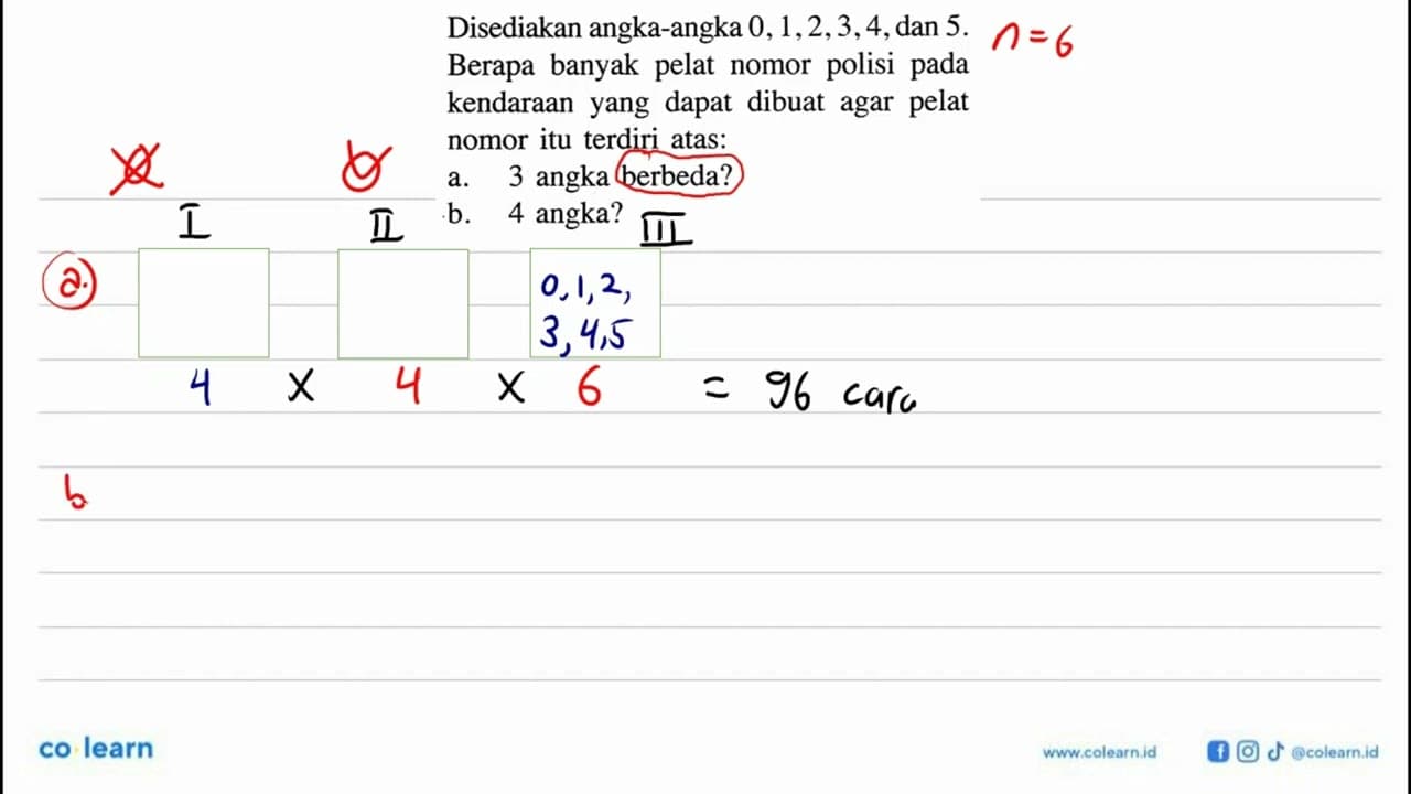 Disediakan angka-angka 0,1,2,3,4, dan 5 . Berapa banyak