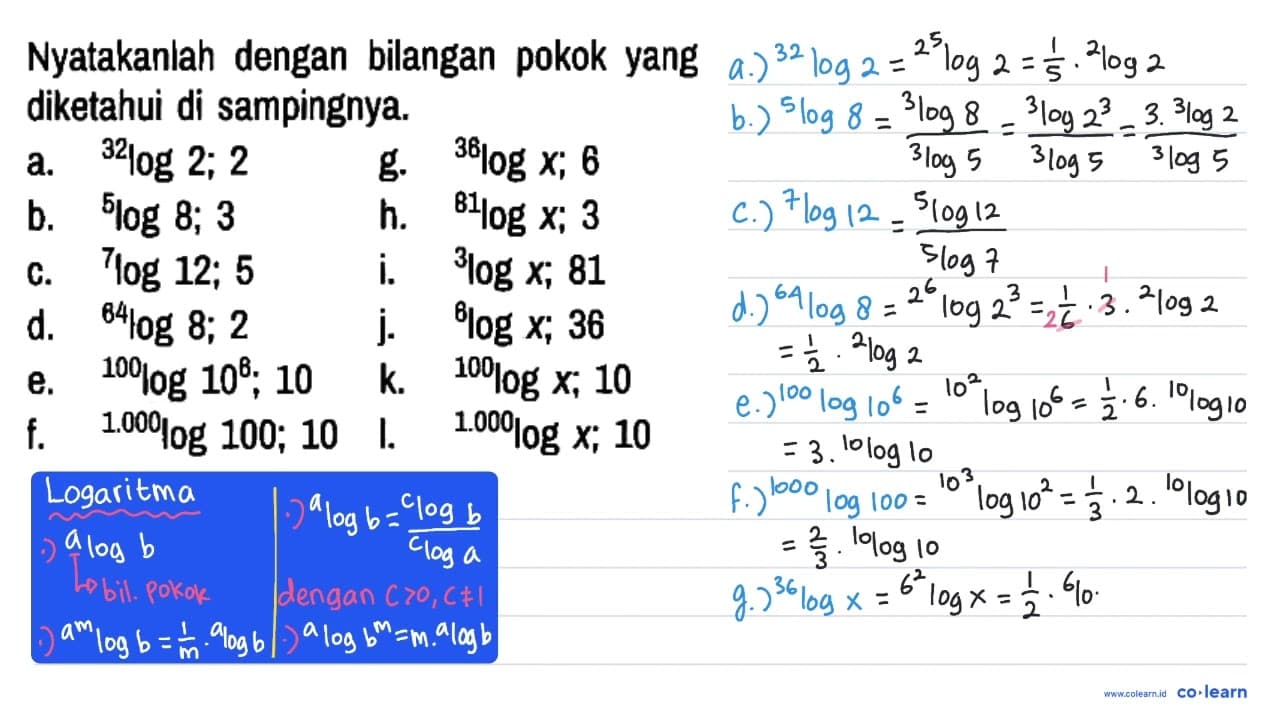 Nyatakanlah dengan bilangan pokok yang diketahui di