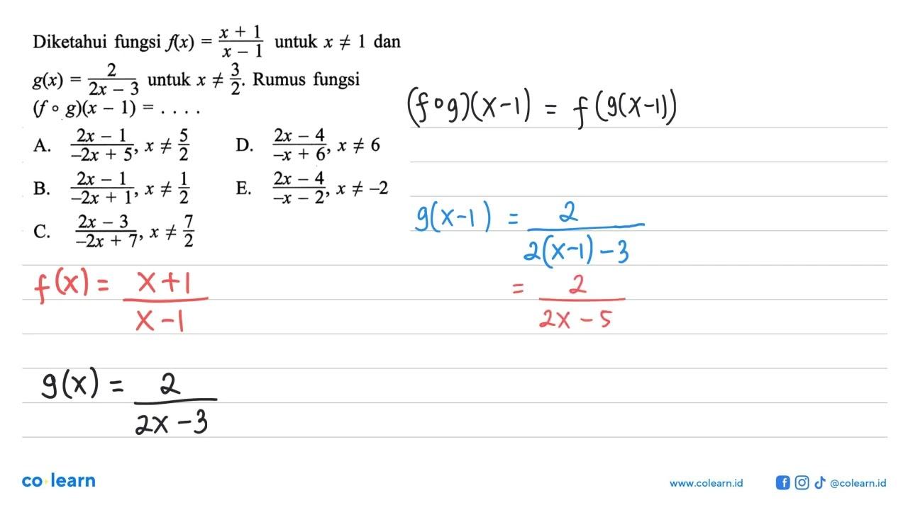 Diketahui fungsi f(x)=(x+1)/(x-1) untuk x=/=1 dan