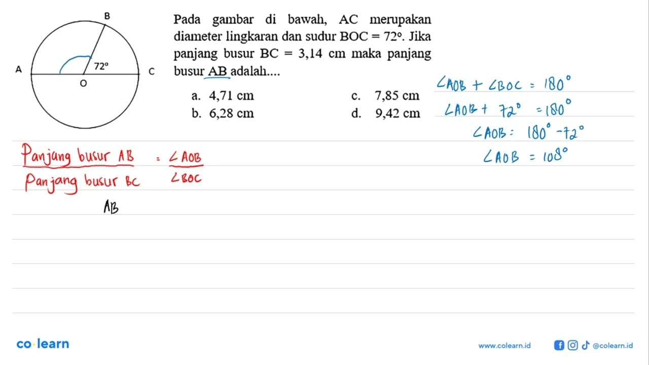 Pada gambar di bawah, AC merupakan diameter lingkaran dan