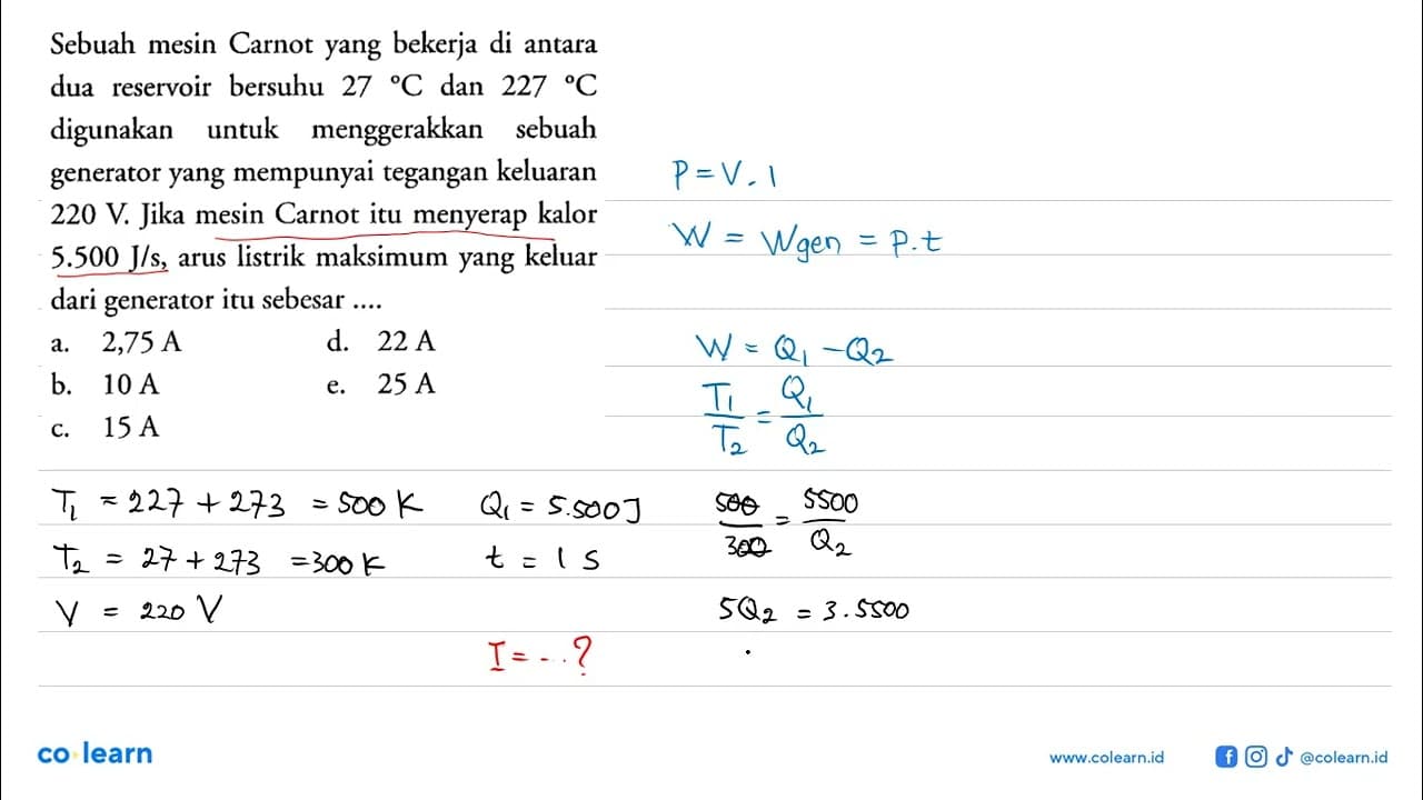 Sebuah mesin Carnot yang bekerja di antara dua reservoir