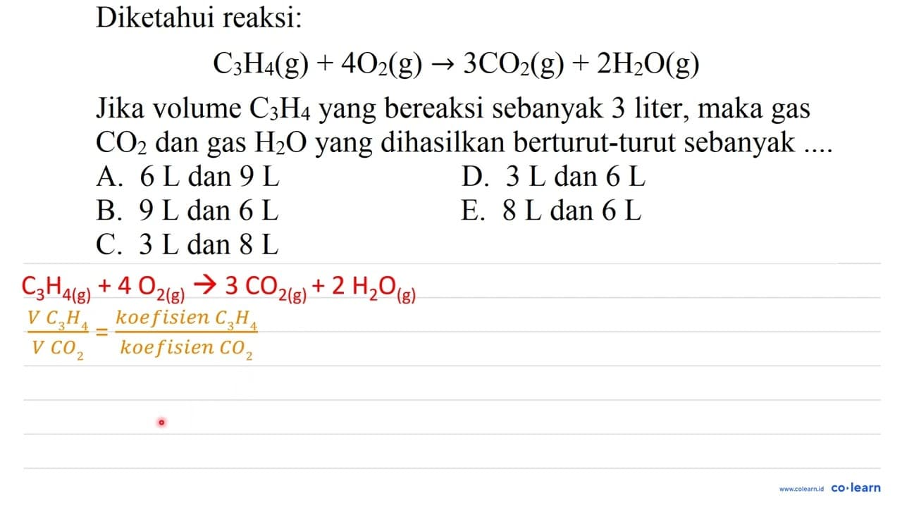 Diketahui reaksi: C2 H2(g)+4 O4(g) -> 3 CO4(g)+2 H2 O(g)