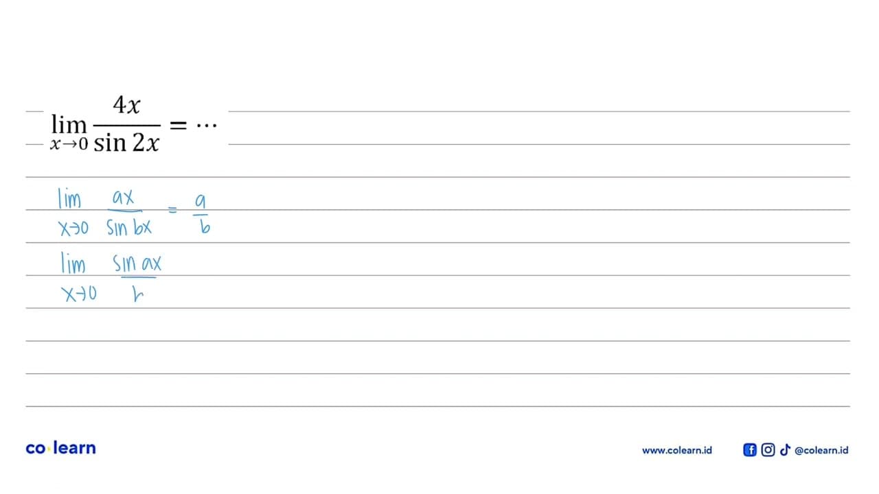 limit x -> 0 (4x)/(sin(2x))=...